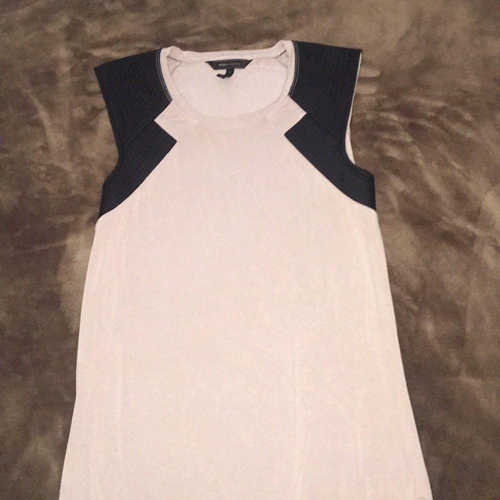 BCBG Maxaxria Taupe/Black Sleeveless Blouse, Sz XS